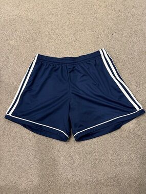adidas Navy Athletic Shorts with White Stripes